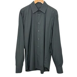 Prada Charcoal Gray Long Sleeve Stretch Poplin Shirt Size 42 / 16.5 Slim L